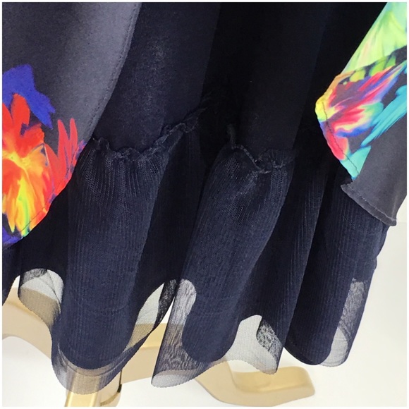 Betsey Johnson V Back Purple Multi Color Flowered Dress NWT - Picture 5 of 6